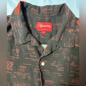 Supreme Black and Red Casual Button Down Shirt